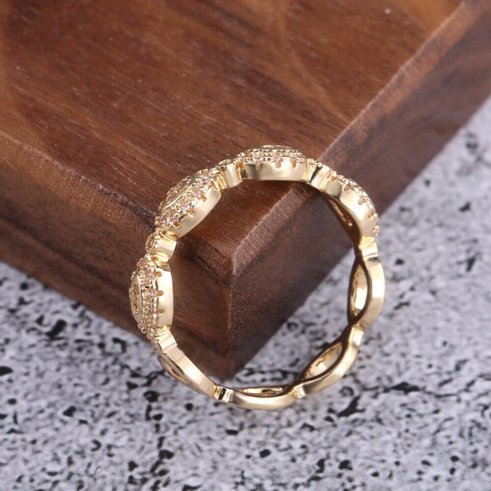 New 18k Yellow Gold Plated White Sapphire Ring - Picture 5 of 5
